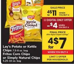 ACME Lay's Potato or Kettle Chips 7.5-8 oz. bag Fritos Corn Chips or Simply Natural Chips 5.25-10 oz. bag offer