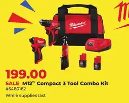 Runnings Milwaukee M12 Compact 3 Tool Combo Kit offer