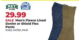 Runnings Men's Fleece Lined Denim or Shield Flex Pants offer