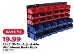 Runnings Bin Adjustable Wall Mount Parts Rack offer
