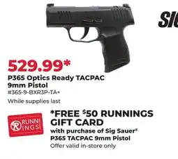 Runnings P365 Optics Ready TACPAC 9mm Pistol offer
