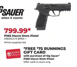 Runnings P365 Macro 9mm Pistol offer