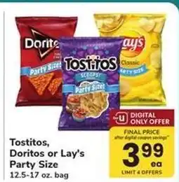 Safeway Tostitos, Doritos or Lay’s Party Size offer