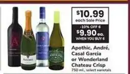 Safeway Apothic, André, Casal Garcia or Wonderland Chateau Crisp offer