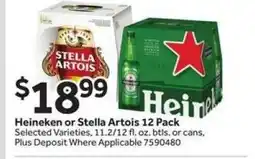 Stop&Shop Heineken or Stella Artois 12 Pack offer
