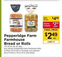 ShopRite Pepperidge Farm Farmhouse Bread or Rolls offer