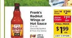 ShopRite Frank's RedHot Wings or Hot Sauce offer