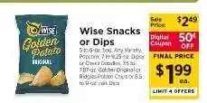 ShopRite Wise Snacks or Dips offer