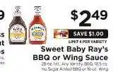 ShopRite Sweet Baby Ray's BBQ or Wing Sauce offer