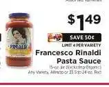 ShopRite Francesco Rinaldi Pasta Sauce offer