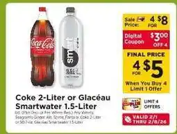 ShopRite Coke 2-Liter or Glacéau Smartwater 1.5-Liter offer
