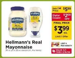 ShopRite Hellmann's Real Mayonnaise offer