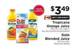 ShopRite Tropicana Orange Juice / Dole Blended Juice offer