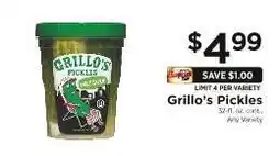 ShopRite GRILLO'S PICKLES offer