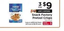 ShopRite Snack Factory Pretzel Crisps offer