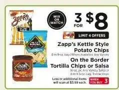 ShopRite Zapp's Kettle Style Potato Chips / On the Border Tortilla Chips or Salsa offer