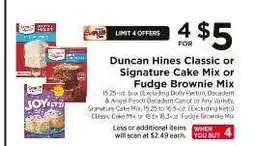 ShopRite Duncan Hines Classic or Signature Cake Mix or Fudge Brownie Mix offer