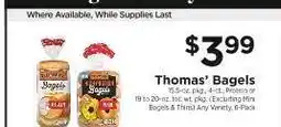 ShopRite Thomas' Bagels offer