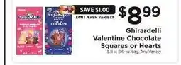 ShopRite Ghirardelli Valentine Chocolate Squares or Hearts offer