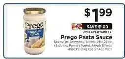 ShopRite Prego Pasta Sauce offer