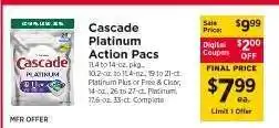 ShopRite Cascade Platinum Action Pacs offer