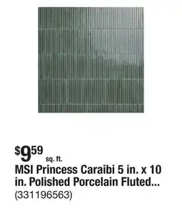 The Home Depot MSI Princess Caraibi 5 in. x 10 in. Polished Porcelain Fluted Subway Wall Tile (8.71 sq. ft./Case) offer