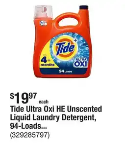 The Home Depot Tide Ultra Oxi HE Unscented Liquid Laundry Detergent, 94-Loads, 132 fl. oz offer