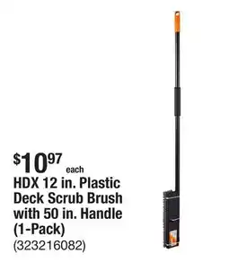 The Home Depot HDX 12 in. Plastic Deck Scrub Brush with 50 in. Handle (1-Pack) offer