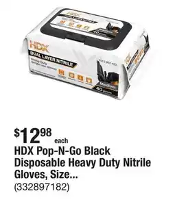 The Home Depot HDX Pop-N-Go Black Disposable Heavy Duty Nitrile Gloves, Size Medium (40-Count) offer
