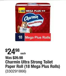 The Home Depot Charmin Ultra Strong Toilet Paper Roll (18 Mega Plus Rolls) offer