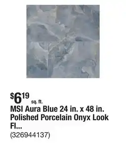 The Home Depot MSI Aura Blue 24 in. x 48 in. Polished Porcelain Onyx Look Floor and Wall Tile (16 sq. ft./Case) offer