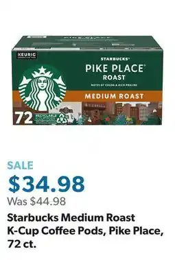 Sam's Club Starbucks Medium Roast K-Cup Coffee Pods, Pike Place, 72 ct offer