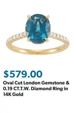 Sam's Club Oval Cut London Gemstone & 0.19 CT.T.W. Diamond Ring in 14K Gold offer