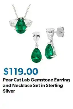 Sam's Club Pear Cut Lab Gemstone Earring and Necklace Set in Sterling Silver offer