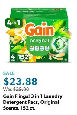 Sam's Club Gain Flings! 3 in 1 Laundry Detergent Pacs, Original Scents, 152 ct offer