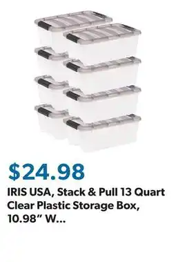 Sam's Club IRIS USA, Stack & Pull 13 Quart Clear Plastic Storage Box, 10.98 W x 16.50 L x 6.53 H, 8 Piece Set offer