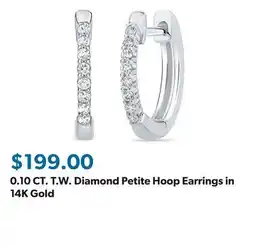 Sam's Club 0.10 CT. T.W. Diamond Petite Hoop Earrings in 14K Gold offer