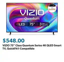 Sam's Club VIZIO 75 Class Quantum Series 4K QLED Smart TV, QuickFit Compatible offer