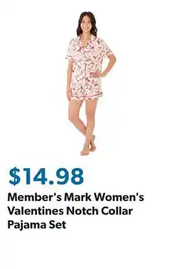 Sam's Club Member's Mark Women's Valentines Notch Collar Pajama Set offer