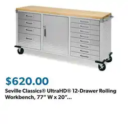 Sam's Club Seville Classics UltraHD 12-Drawer Rolling Workbench, 77 W x 20 D x 37.5 H offer