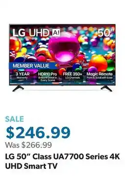 Sam's Club LG 50 Class UA7700 Series 4K UHD Smart TV offer