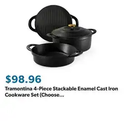 Sam's Club Tramontina 4-Piece Stackable Enamel Cast Iron Cookware Set (Choose Color) offer