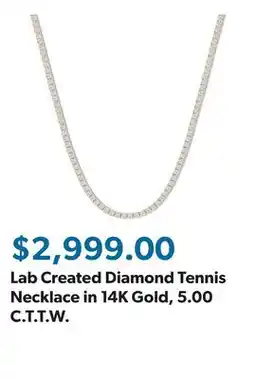 Sam's Club Lab Created Diamond Tennis Necklace in 14K Gold, 5.00 C.T.T.W offer