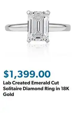 Sam's Club Lab Created Emerald Cut Solitaire Diamond Ring in 18K Gold offer