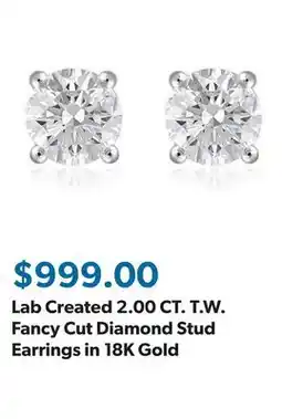 Sam's Club Lab Created 2.00 CT. T.W. Fancy Cut Diamond Stud Earrings in 18K Gold offer