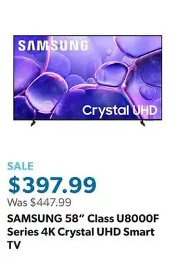Sam's Club SAMSUNG 58 Class U8000F Series 4K Crystal UHD Smart TV offer