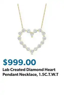 Sam's Club Lab Created Diamond Heart Pendant Necklace, 1.5C.T.W.T offer