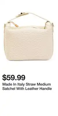 TJ Maxx Made In Italy Straw Medium Satchel With Leather Handle offer