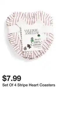 TJ Maxx Set Of 4 Stripe Heart Coasters offer