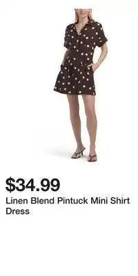 TJ Maxx Linen Blend Pintuck Mini Shirt Dress offer